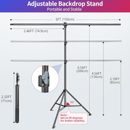 Green Screen Backdrop Kit, 5 x 6.5 ft Portable Chromakey Green Screen with T-Shaped Stand & Carrying Bag & 5 Clamps, Greenscreen Background for Streaming, Gaming, Zoom - color: Green, size: 5x6.5ft