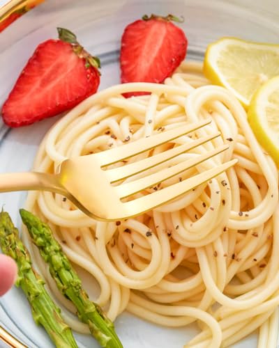 36-Pieces Matte Gold Silverware Set with Steak Knives,Stainless Steel Flatware Set for 6,Modern Cutlery Utensils Set,Spoons and Forks Set for Restaurant,Dishwasher Safe - color: Matte Gold, size: 36 Pieces Set