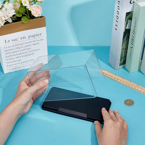 OLYCRAFT Clear Plastic Display Case 7x3.5x4 Inch Display Stand Box Self-Assembl Display Case with Black Base Dust Proof Protection Showcase for Collection Bricks Blocks Models - color: Black Flat Base