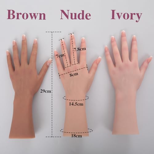 Realistic Silicone Female Hand Life Size Female Model Hand for Showing Jewelry Pranksters Halloween Props Photography Props - color: Ivory, size: right hand-With skeleton