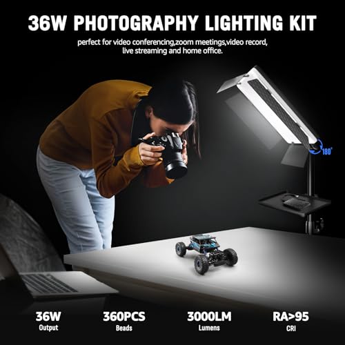 36W Photography Lighting, Arsoer Bi-Color 2700K-6500K Studio Lights with Remote& Display, CRI95+ 72” Video Lighting for Video Recording/YouTube/TikTok/Live Streaming/Ins