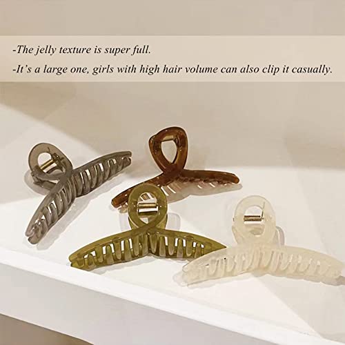 Big Hair Claw Clips - Butterfly Hair Accessories for Women and Girls with Long, Thick Hair - Large 5.1 Jelly Clips, 4 Pcs, Mother's Day Gifts - color: JellyHairClips4