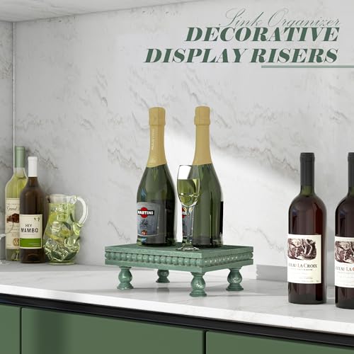 EOSAHR Pine Wood Display Riser for House Decor – Decorative Pedestal Stand for Displaying Home Decorations, Soap Dispenser, Small Plant Stand - Ideal Modern Farmhouse Decor (Green) - color: Green