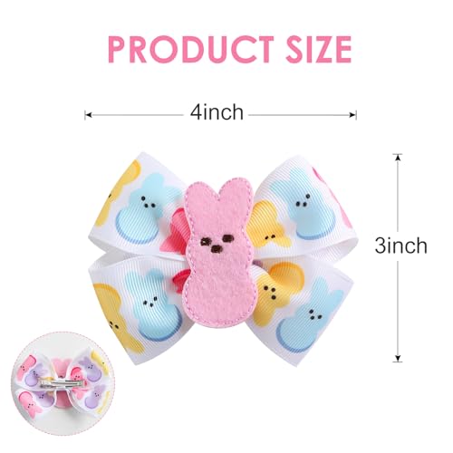 Bunny Hair Bow Pink Rabbit Bowknot Ribbon Easter Spring Hair Accessories 2PC Hair Clips for Baby Girls - color: 2PC Hair Clips
