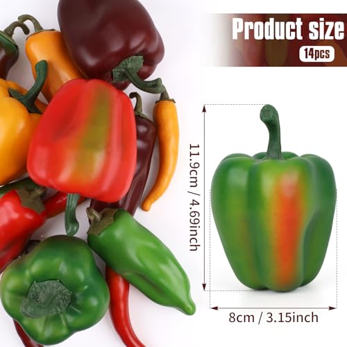 Gresorth Fake Mixed Pepper Collection Artificial Chili Vegetables Home Party Shop Christmas Decoration - 14 PCS - color: Mixed Color
