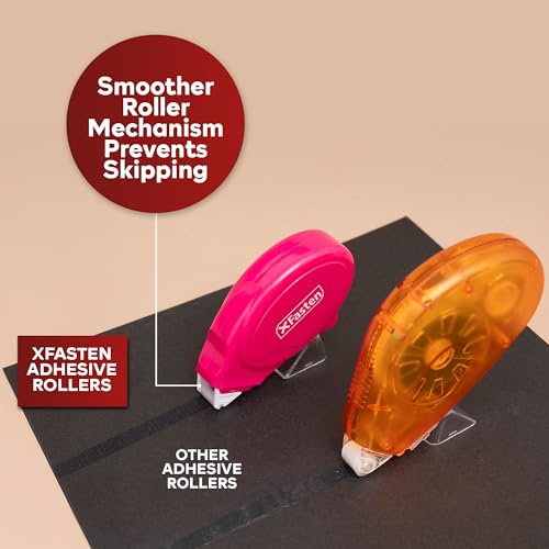 XFasten Glue Tape Roller for Scrapbooking 4-Pack Acid-Free Pink Double Sided Tape Roller for Crafts, Photos, Bullet and Junk Journaling Supplies - Scrapbook Adhesive Runner (0.3 in x 30 ft) - color: Pink