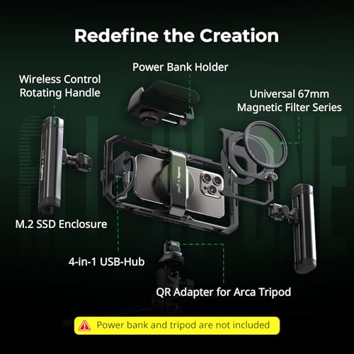 SmallRig x Brandon Li All-in-One Mobile Video Kit, Quick Release Universal Phone Video Rig Kit for iPhone for Samsung for Pixel, with Wireless Rotatable Handles for M.2 SSD w 67mm VND Filter - 4596
