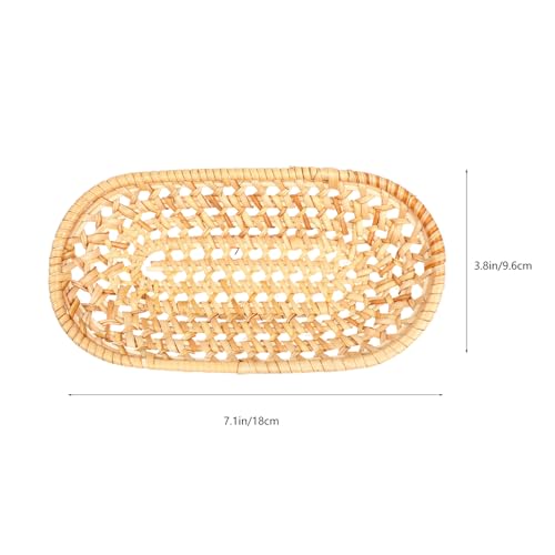 STAHAD Hand Woven Rattan Serving Tray Natural Food Storage Plate Decorative Basket for Tea Fruit Snacks Photography Prop Rustic Home Decor
