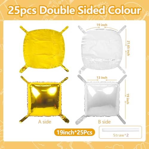 NISOCY 25PCS Gold White Square Foil Balloons Wall Backdrop Double Sided Gold Pearl White Balloon Arch Kit for Birthday New Year Wedding Engagement Bridal Shower Party Decorations - color: B02 - Gold and Pearl White, size: 25PCS