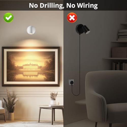 Spotlight Indoor, Wireless Battery Operated with Remote,Uplight Indoor Down Light for Picture on Wall, Plant Spotlight Dimmable Timer, Mini Ceiling Lights Painting for Trees Plant, White 2 Pack - color: White, size: 2 Pack