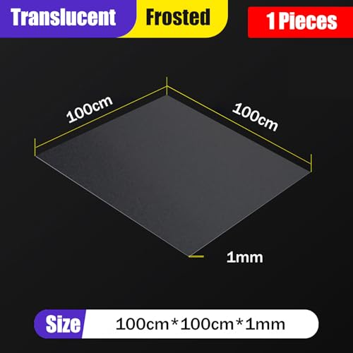 Large Pp Plastic Sheet 100×100cm 0.3 1mm Frosted Polypropylene Panel Semi-Transparent Matte Board For Light Diffuser Backdrop Table Cover Craft Use(1mm) - size: 1mm