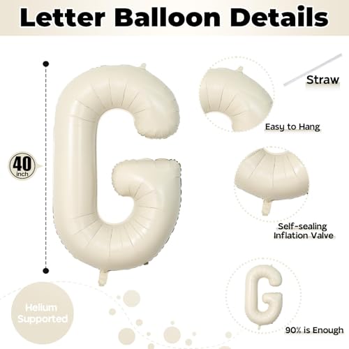 40 Inch Beige Big Bro Balloons Letter, Large Cream White Sand Big Bro Foil Balloon, Neutral Ivory Alphabet Mylar Balloon for Kid Newborn Boy Announcement Gender Reveal Baby Shower Party Decorations - color: Cream - Big Bro