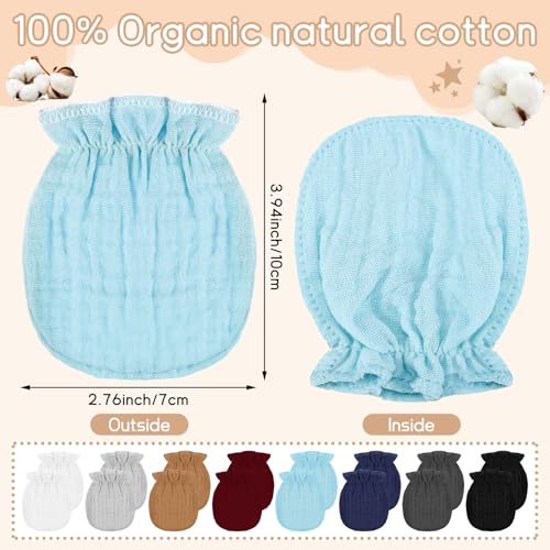 Newborn Baby Muslin Mittens 0-6 Months No Scratch Elastic Wrist Soft Breathable Gloves Bulk Cotton for Infant - color: Lively Style
