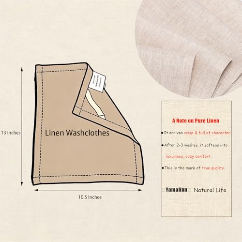 100% Linen Washcloths with Hang Loop– 4-Pack 10.5x13 Inch | Pure Flax Face Cloths for Bathroom, Cleaning & Travel – Exfoliating, Quick-Drying, and Built to Last - size: Washclothes(10.5"x13")