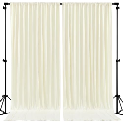 8ftx10ft Wrinkle Free Beige Backdrop Curtain - 10 Feet Photography Backdrop Drapes, Silky Polyester Back Drop Cloth for Wedding Baby Shower Balloon Arch Background - color: Beige, size: 8FTx10FT (W4'xH10', 2 Panels)