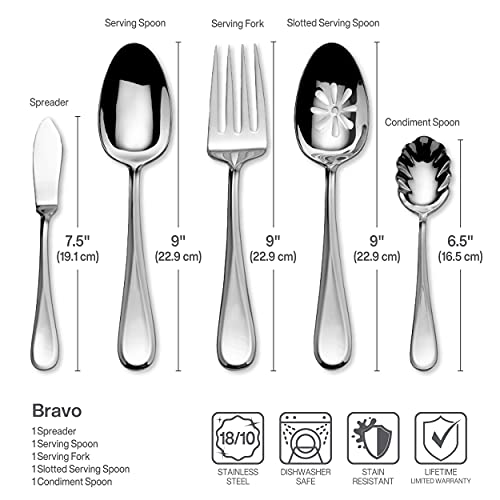 Mikasa Bravo 65-Piece Flatware Set for 12, 18/10 Stainless Steel Silverware with Full Service, Includes Forks, Knives, Spoons, and Serving Utensils - size: 65 Piece Set, style: Bravo