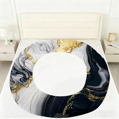 3D Marble Fitted Sheet Set Full Size for Kids Women Men Modern Marble Sheet Sets Soft Microfiber Bed Sheet Black Gold Grayish White Bedspread 1 Fitted Sheet+1 Flat Sheet+2 Pillowcases - color: 3d Marble, size: Full