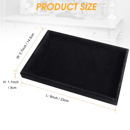 9" x 5.7" Velvet Jewelry Tray Jewelry Display Tray, Stackable Empty Plate Trays for Earrings Necklaces Bracelet Rings Display Showcase - Black - color: Black, size: Flat Tray 9"x5.7"