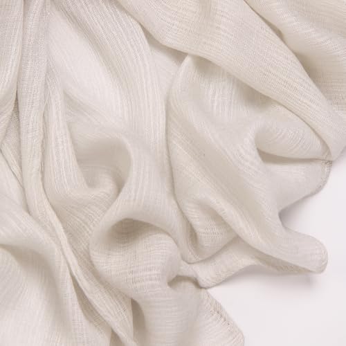 Lightweight Cotton Linen Feel Scarf Shawl Wrap Hijab for Women, Travel Fall Winter Gift - color: Mcspz2530-4#white