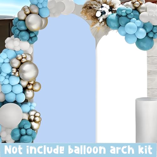 2PCS Arch Backdrop Covers Light Blue White (7.2ft+6ft) , 2 Sided Spandex Fitted Arch Stand Covers Background for Wedding Baby Shower Birthday Bridal Shower Party Decorations(Only Covers) - color: Blue & White, size: 7.2FT/6FT