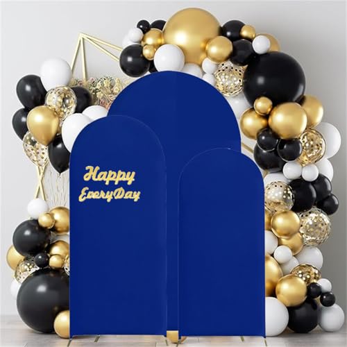 HAINARverS Set of 3 Wedding Arch Cover 6FT,6.6FT,7.2FT Spandex Fitted Stretchy Arch Stand Covers,2 Sided Round Top Chiara Backdrop Cover for Birthday Party Banquet Arch Decoration(Royal Blue) - color: Royal Blue, size: 6FT,6.6FT,7.2FT
