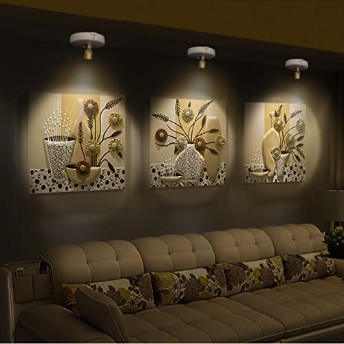 Battery Operated Spotlights, Cordless Picture Light, Dimmable Accent Lighting, Wireless LED Puck Lights, Stick on Lights with Remote for Plant Photo Painting Art Dartboard Portrait - color: White Gold