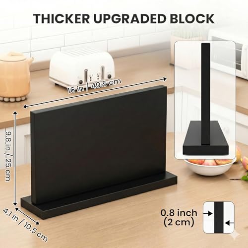 THMINS Extra Large Magnetic Knife Holder, Double-Sided Magnetic Knife Block Universal Multi-function Display Rack for Kitchen Counter (Black) - size: 16x9 inch Black