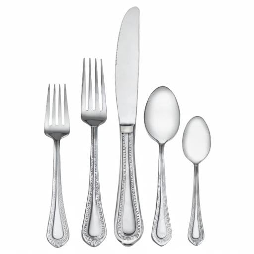 Mikasa Regent Bead 65-Piece Silverware Set, 18/10 Stainless Steel Flatware Service for 12, Includes 5 Serving Tools, Dishwasher Safe Polished Cutlery - size: 65 Piece Set, style: Regent Bead