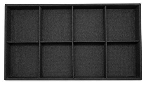 The Display Guys - Stackable Jewelry Tray and Organizer - for Drawers, Dressers, Store Display (8 Compartments, Black Burlap) - color: Burlap Black, size: 8 Compartments