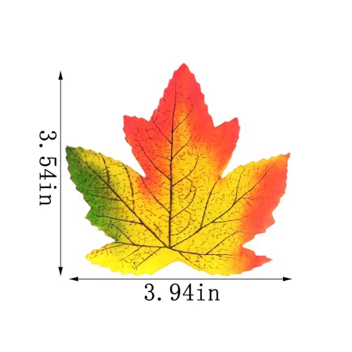 DIYOMR 100Pcs Simulated Maple Leaf, 3.9" x 3.5" Autumn Fall Artificial Leaves for Wedding Party Thanksgiving Decorations Table Room Home Decor Photography Props (Green-red) - color: Green-red