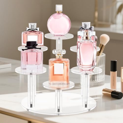 Jusalpha Acrylic Display Stand, 6 Tier Round, Clear Organizer for Jewelry, Funko POP Figures, Perfume, Cupcake, Countertop Decoration (6 Tier) - size: 6 Tier