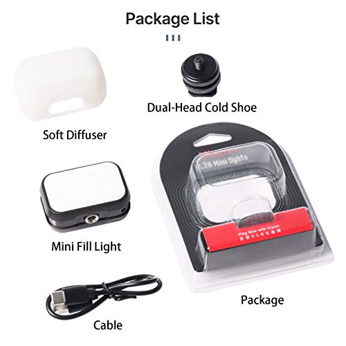PICTRON VL28 LED Light for iPhone, Mini LED Camera Light, Rechargeable 5600K 95+ Long-Lasting Fill Light for Action Camera, DJI OSMO, Smartphone, Sony ZV-1, A7, RX100 VII