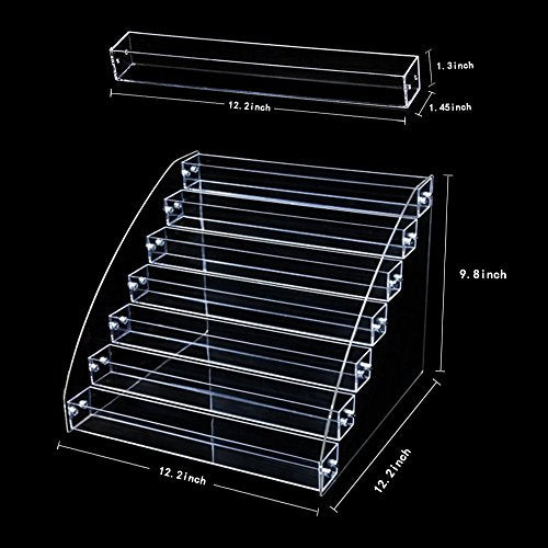 7 Tiers Essential Oils Nail Polish Rack Acrylic Lipstick Holder Display Stands Dropper Bottle Organizers Wide Tall Dresser Balls Commodity Goods Shelf for Store Shop Countertop Checkout Counter Case - size: 7 floor