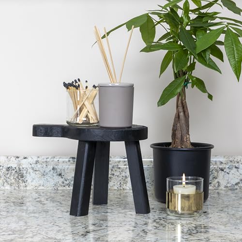 Creative Co-Op Decorative Wood Pedestal, Black - color: Black, size: Round, style: Round