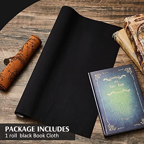 PerKoop Book Cloth for Book Binding 40 x 16 Inch Fabric Surface Paper Backed Bookcover Archival European Durable Strong Bookbinding Supplies Cover Books Album Scrapbooking (Black, Suede Fabric) - color: Black