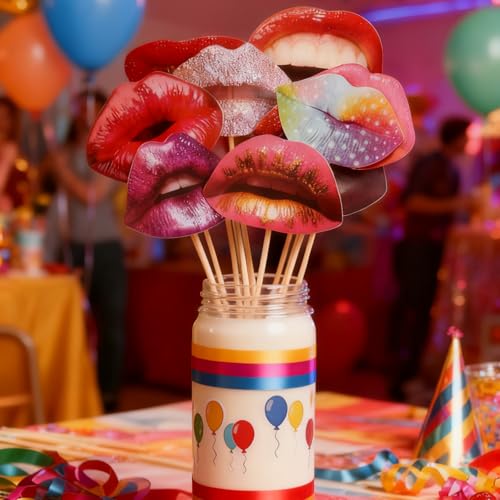 40Pcs Funny Lips Mouth Photo Booth Props with Sticks - Valentine's Day Party Selfie Accessories for Couples Date, Halloween, Birthday, Wedding & Graduation Decorations - style: Funny Lips Props