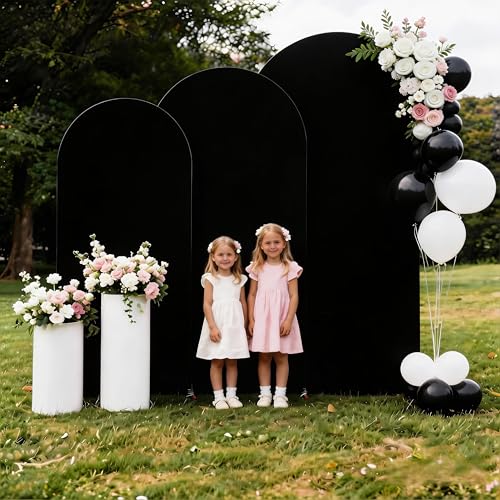 Black Arch Backdrop Cover Set of 3 Spandex Arch Covers Fitted Wedding Chiara Backdrop Cover for Retirement Party Birthday Anniversary Engagement Banquet Backgrounds Decor (6/6.6/7.2ft) - color: Black, size: 6/6.6/7.2 FT