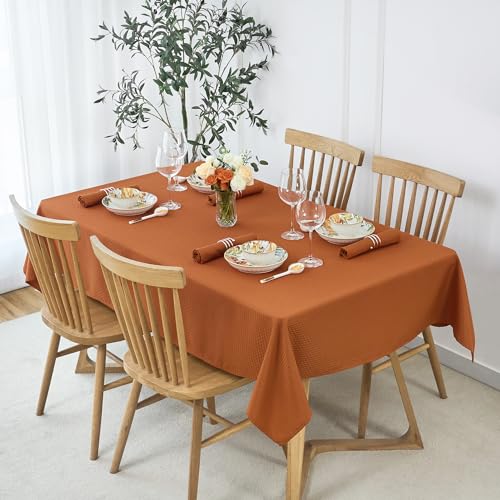 maxmill Fall Cloth Napkins 20 x 20 Inch Weaved Pattern Soft Comfortable and Luxury Serviette for Harvest Thanksgiving Family Dinners Weddings Parties and Banquets Set of 4 Pieces, Rust - color: Rust, size: 20" x 20" (Set of 4)