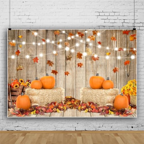 Leowefowa 6x4ft Fall Thanksgiving Halloween Photo Backdrop Fall Backdrops for Photography Autumn Pumpkin Harvest Barn Background Friendsgiving Party Supplies Farm Harvest Banner Decor Photo Props - color: Orange, size: 6x4ft