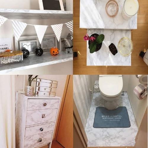 practicalWs Peel and Stick Marble Wallpaper 15.7'' x 472.4'' Marble Contact Paper for Cabinets and Drawers, White Gray Granite Self Adhesive Removable Kitchen Backsplash Vinyl Wall Paper - color: Gray/White, size: 15.7" x 472.4"