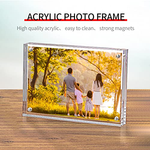 Sezanrpt Acrylic Photo Frames 3.5x5 Double Side Magnets Picture Frame, Magnetic Picture Frames for 3x4, 3x5, 3.5x4.5 photo, 10 + 10MM Thickness 1Pack - size: 3.5'' x 5''