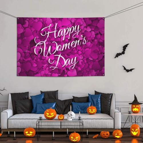 International Happy Women's Day March Backdrops 47 * 71 Inches Holiday Party Photography Background Indoor Outdoor Festival Photo Banner Booth Props Wall Decoration - color: Black