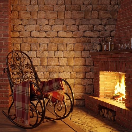 Tegeme 100 ft x 54 Inch Rustic Brick Stone Wall Backdrop Roll Ancient Plastic Brick Wall Tablecloth Wallpaper Scene Setter Photography Backdrop for Medieval Party Decor - size: 100 ft, style: Rustic Brick