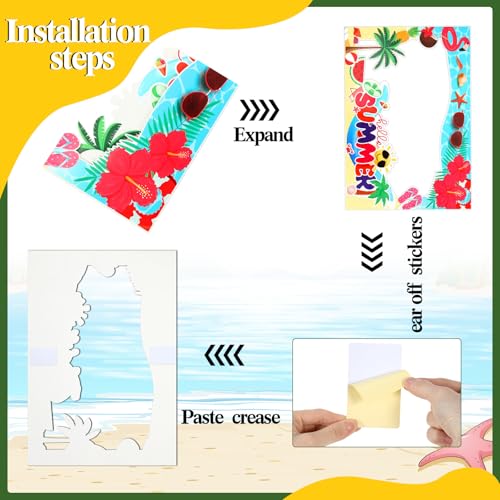 Relaxweex 13 Pcs Luau Photo Booth Props Hawaiian Party Decorations, 12 Pairs Beach Themed Funny Summer Glasses, 1 PC Summer Photo Frame, Tropical Party Supplies Favors (Beach Frame) - style: Beach Frame