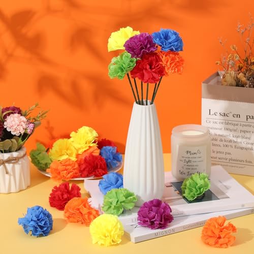 Syhood 50 Pcs Marigold Flower Bulk Rainbow Flowers Mexican Flowers Decoration Rainbow Party Favors Tropical Pride Accessories Lais Hawaiian Luau Party Decorations - color: Gay Pride Color