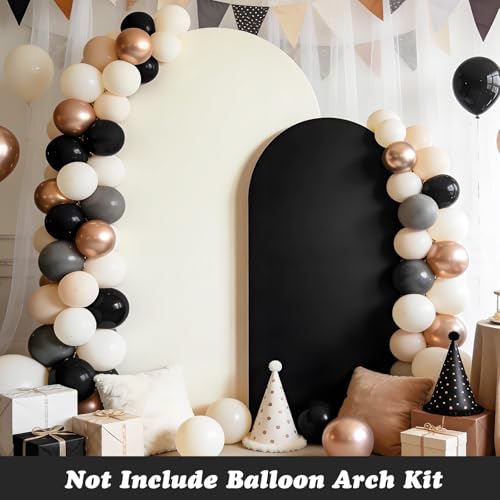 Set of 2 Arch Backdrop Covers Cream Black(7.2Ft, 6Ft), 2-Sided Spandex Fitted Round Top Chiara Arch Backdrop Stand Covers for Baby Shower Wedding Birthday Party Decor Supplies (Only Cover) - color: Cream & Black, size: 7.2FT/6FT
