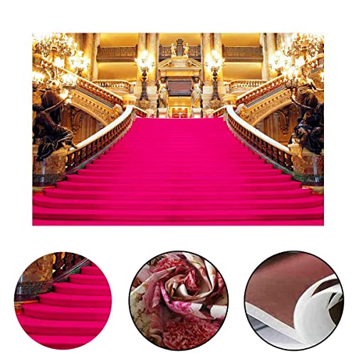 Pink Carpet Backdrop, Golden Palace Gorgeous European Hall Photo Backdrop, Vinyl 5x3ft Prom Picture Photo Studio Props BJXTGU81 - color: Pink, size: 5x3ft