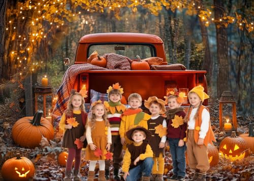 7x5ft Fall Backdrops for Photography, Autumn Backdrop, Pumpkin Patch Background, Harvest Friendsgiving Back Drop, Happy Thanksgiving Festival Photo Booth Props
