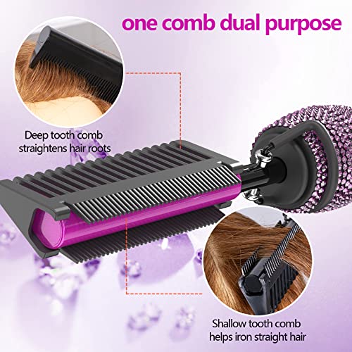 DAN Technology 500 hot Comb Electric for Wigs, Diamond Heating Comb, 60 Min Auto-Off & 7 Temperatures Adjustable Purple hot Comb, Professional Pressing Combs for Black Hair - color: Purple