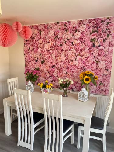 8x6ft Pink Flowers Backdrops Floral Wall Background Girls Women Birthday Spring Tea Party Backdrop Weeding Bridal Shower Anniversary Ceremony Decor - size: 8 x 6 ft